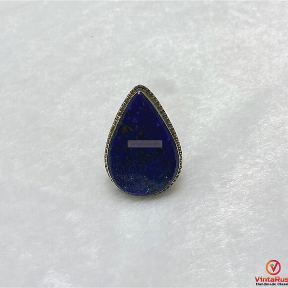 Lapis Lazuli Adjustable Ring: Blue Gemstone Statement Unisex Ring - Picture 2 of 6
